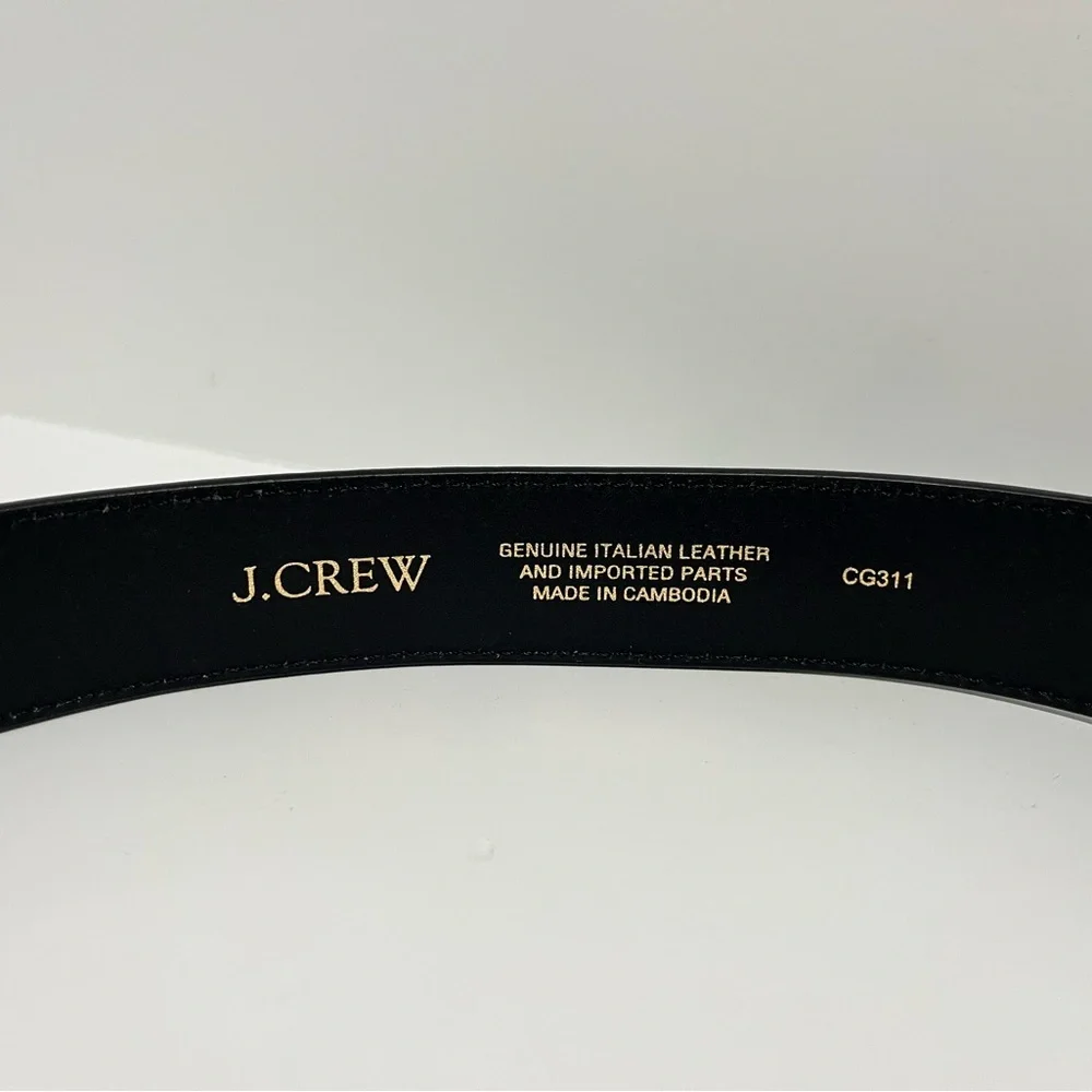 NEW J. Crew double gold buckle black leather belt size medium CG311 $89.50 - Picture 10 of 13